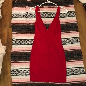 Red body con mini dress